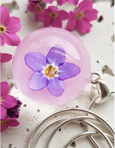 Stříbrný náhrdelník Pomněnka purpurová