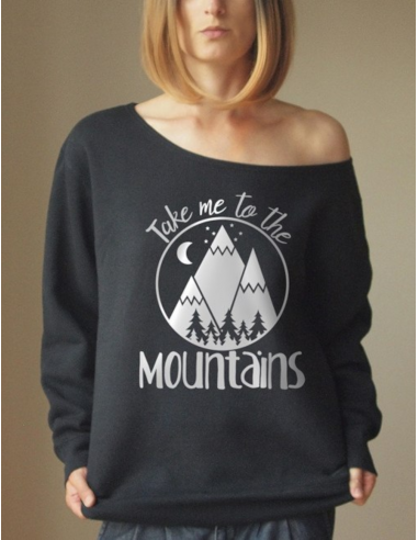 Černá mikina Take me to the mountains